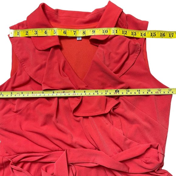 Sandra Darren Womens Dress Size 12 Orange Fit & Flare Sleeveless V-Neck - Picture 6 of 8